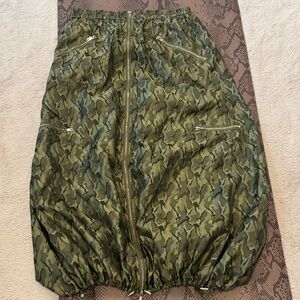 AKIRA Olive Green Camo A-Line Zip Skirt